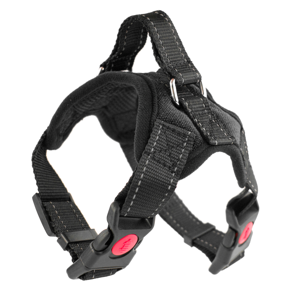 (Black Harness, Extra Small (XS)) KCT No Pull Padded Dog Harnesses Red/Black/Blue