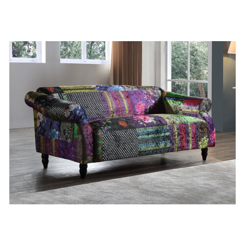 Anna Fabric Sofa Patchwork 3 Seater Sofa 1