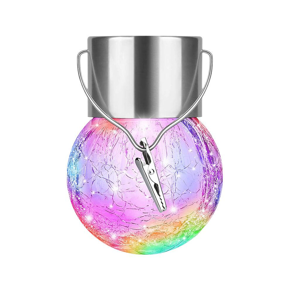 (Colorful) Outdoor Hanging Solar Lights Crackle Globe Lights Garden Waterproof Tree Hanging