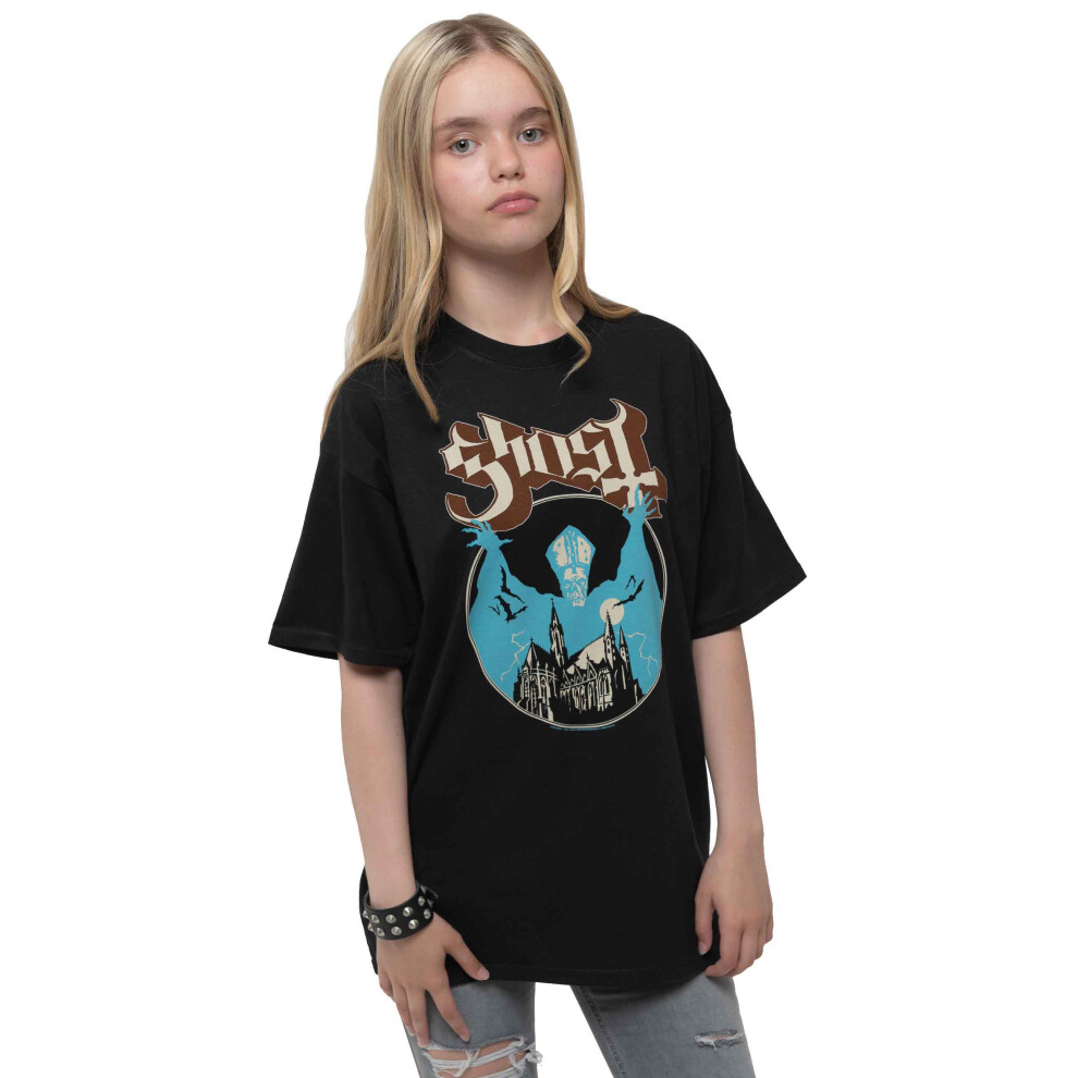 (X-Large (11/12 Yrs)) Ghost Kids T Shirt Opus Eponymous Band Logo new Official Black Ages 5-14 yrs