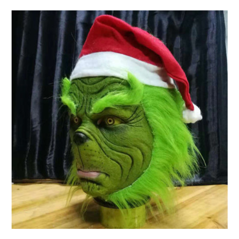 The Grinch Full Head Latex Mask Xmas Hat Monster Adult Christmas Cosplay