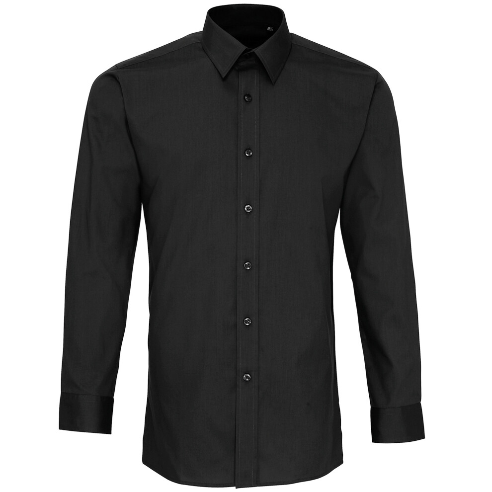 Long Sleeve Fitted Poplin Work Shirt