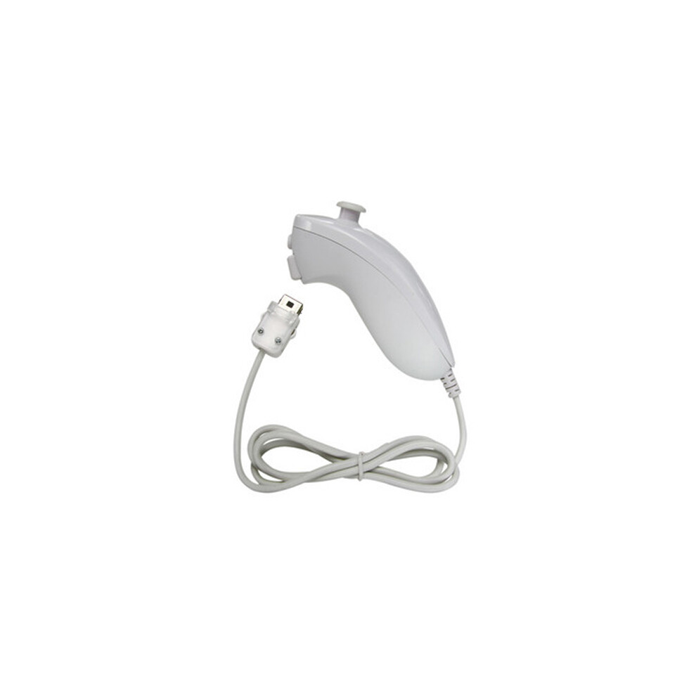(White) Ostent Motion Based Wired Nunchuck Controller For Nintendo Wii Console White 9123213437584