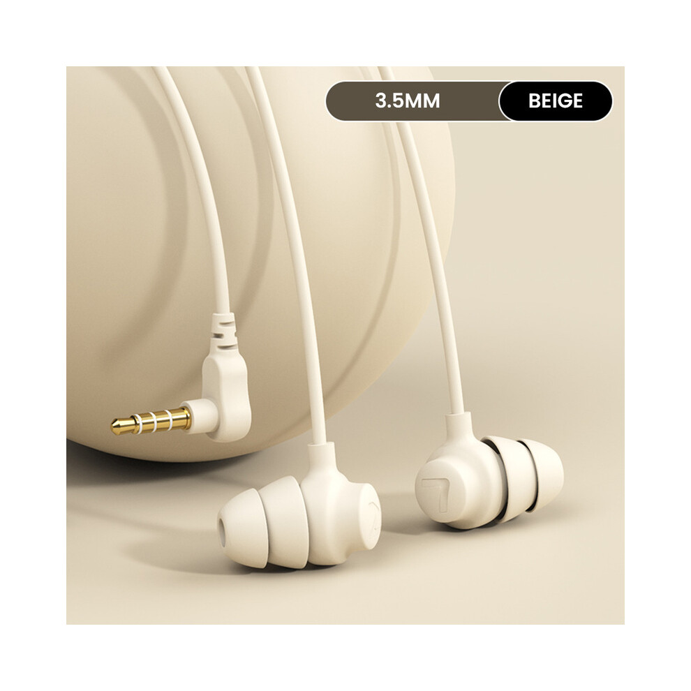 (Beige) S8 Elbow Wired Earphones Sleep In-ear 3.5mm Headphones Silicone Wire Headset-image-OPC-PDZM9NR-NEW