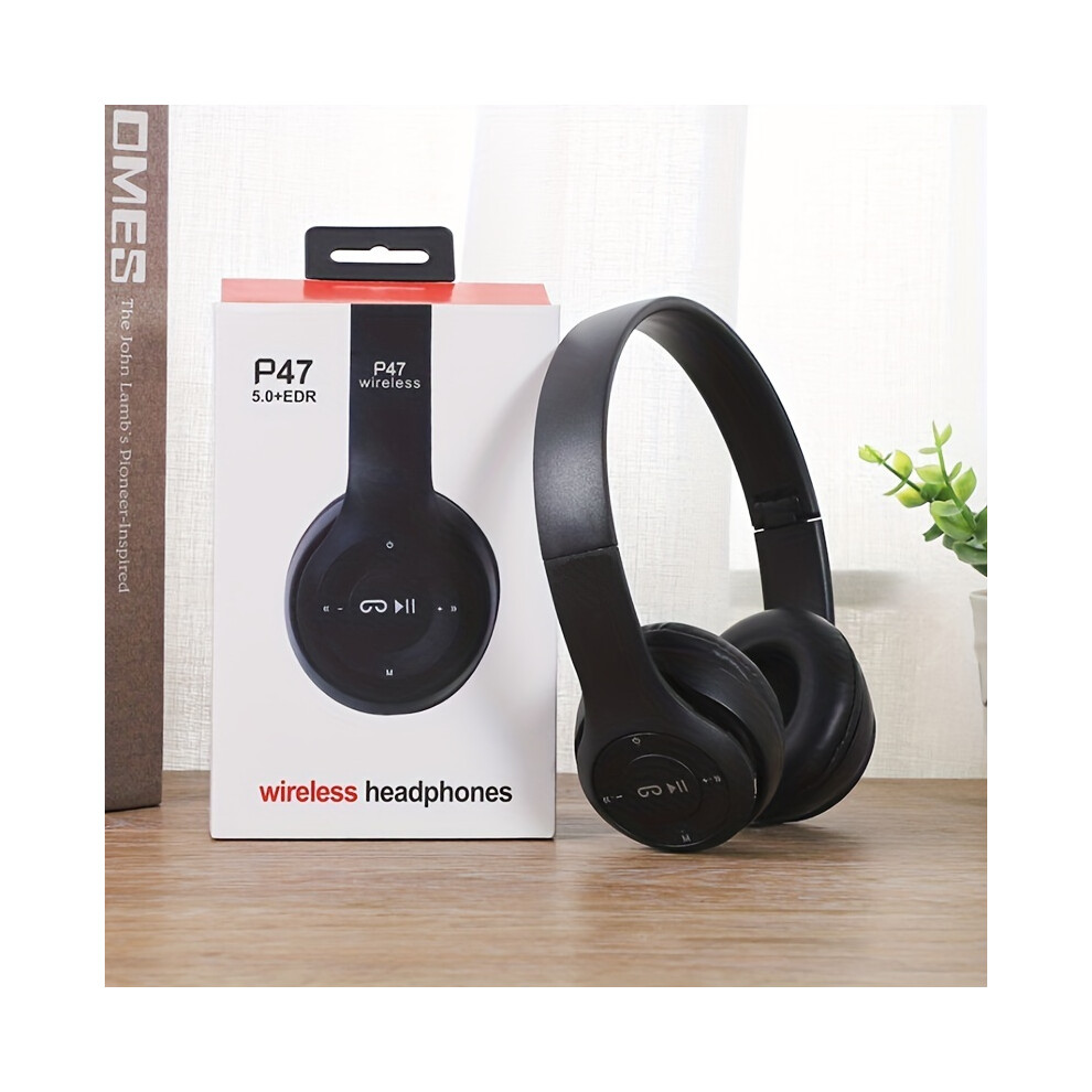 Maxpower (Black) P47 Bluetooth 5.0 Wireless Headphone Foldable Hifi Stereo Bass Earphone Black