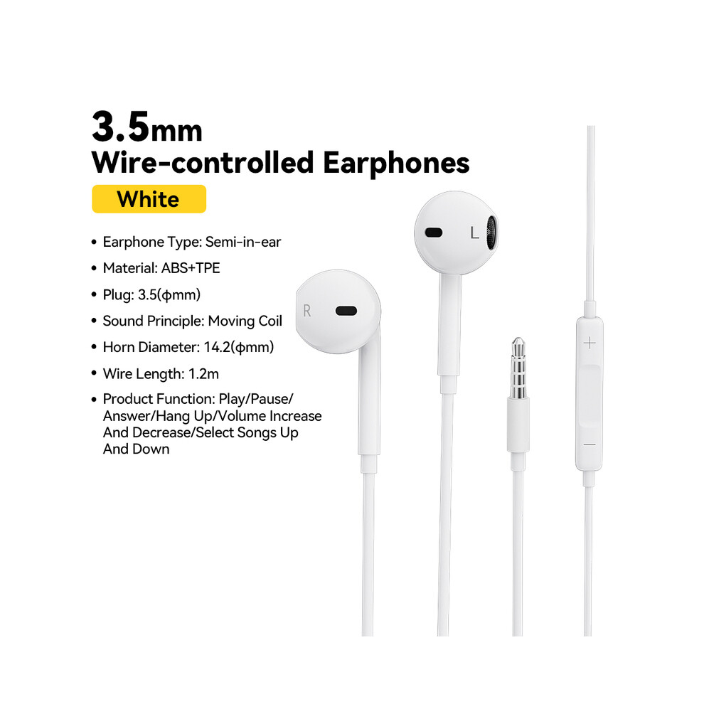 Maxpower (White) Essager 3.5Mm Wired Headphones In Ear Headset Wired Earphones With Microphone White