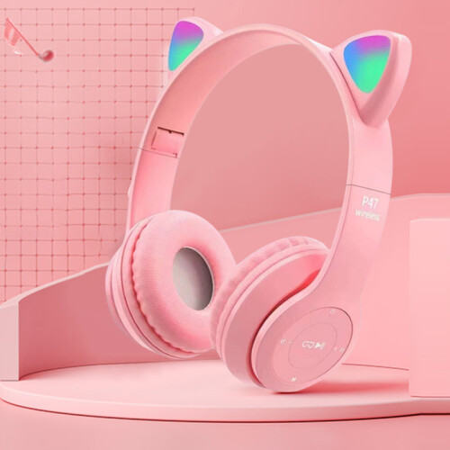 (POLENE) Wireless Bluetooth Headphones Cat Ear Gaming Headset LED Glow Light Helmets 2