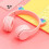 (POLENE) Wireless Bluetooth Headphones Cat Ear Gaming Headset LED Glow Light Helmets 4