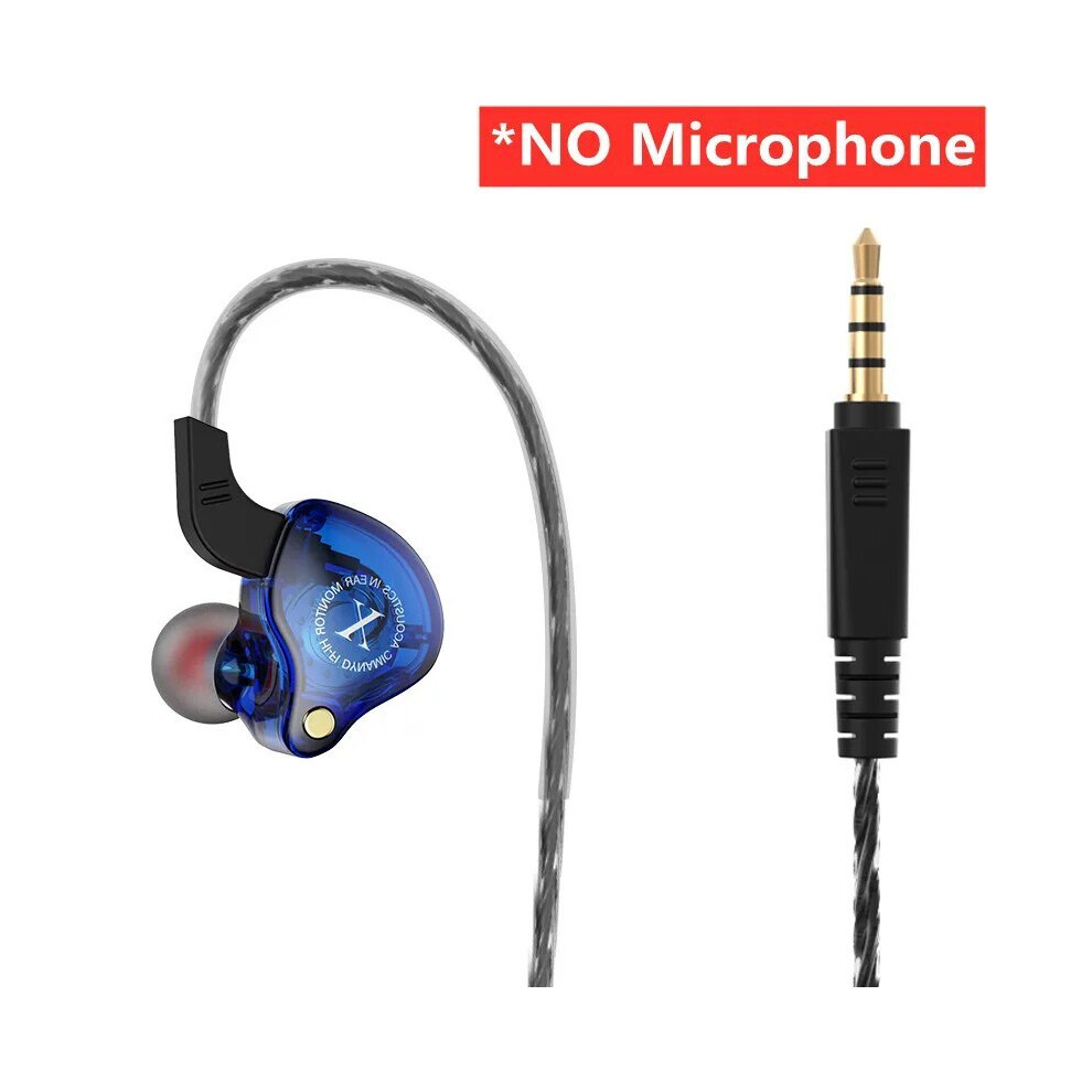 ( No Mic) X2 Dynamic Wired Earphones Hifi Heavy Bass Earbuds In Ear Gaming Headphones Blue 9123213514780