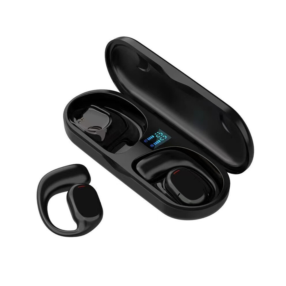 (Black) JS270 Wireless Headphones Bone Conduction Waterproof Open Ear Hanging