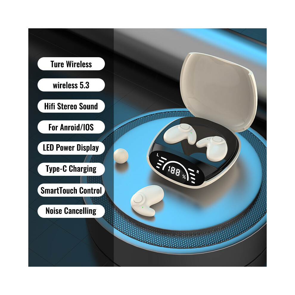 Maxpower (Khaki) Invisible Sleep Headphones Mini Bluetooth 5.3 Earphones Enc Noise Cancelling