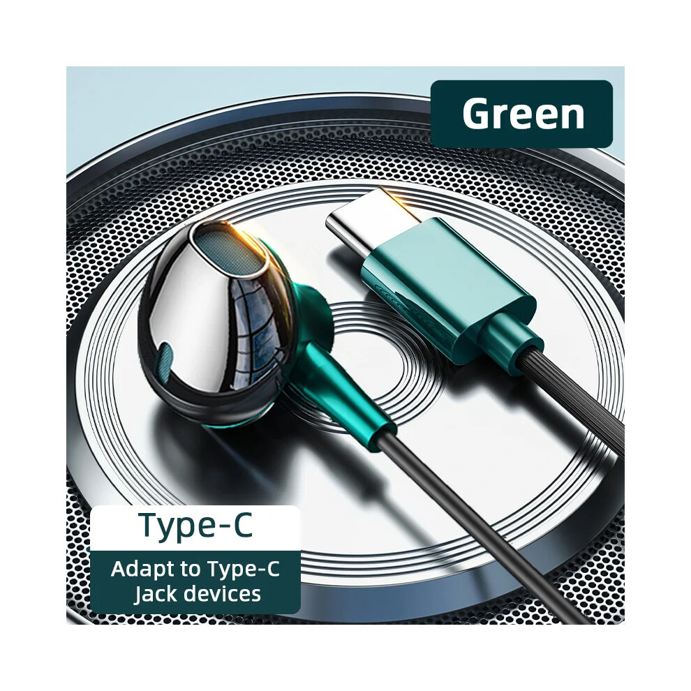 ( Usb C Earphone) Type-C Wired Headphones For Samsung Galaxy S24 S23 S22 S21 Ultra 3.5Mm Green 9123213527438