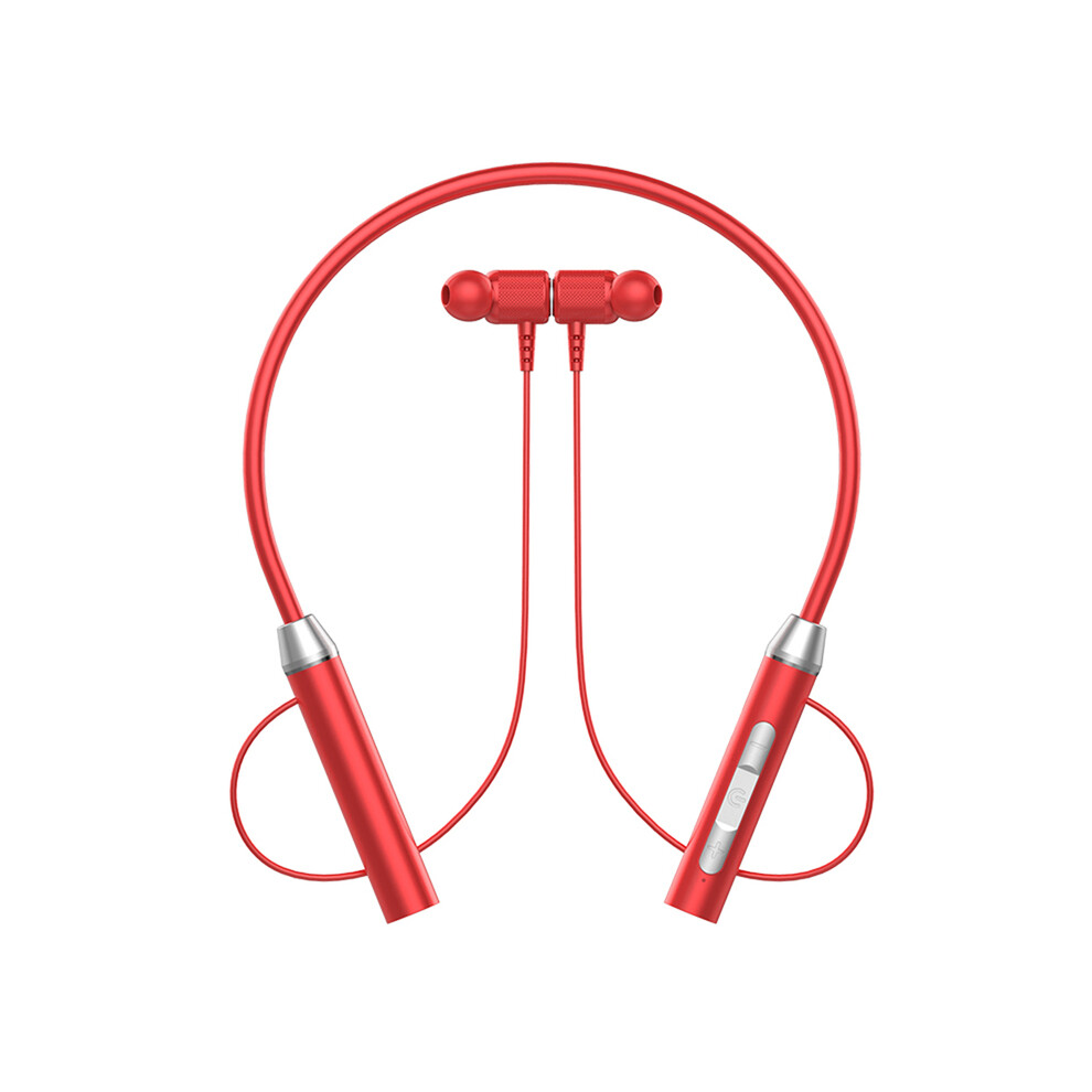 (Red) Wireless Headphones Neck Cable Magnetic Earbuds Clear Sound Calling Headphones Red 9123213495904