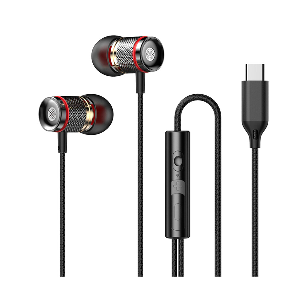 Maxpower (Type-C ) 9D Hifi Heavy Bass Earphone 3.5Mm Aux/Type-C Digital Chip 7.1 Surround Black