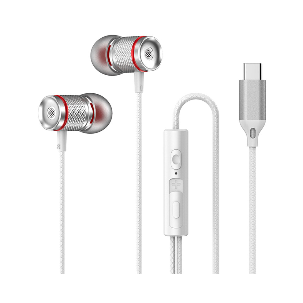Maxpower (Type-C ) 9D Hifi Heavy Bass Earphone 3.5Mm Aux/Type-C Digital Chip 7.1 Surround White
