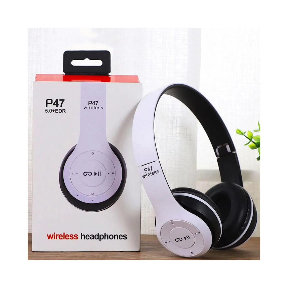 (White) Bluetooth 5.0 P47 Tws Stereo Headphone Bluetooth Earphones Music Headset White 9123213519075