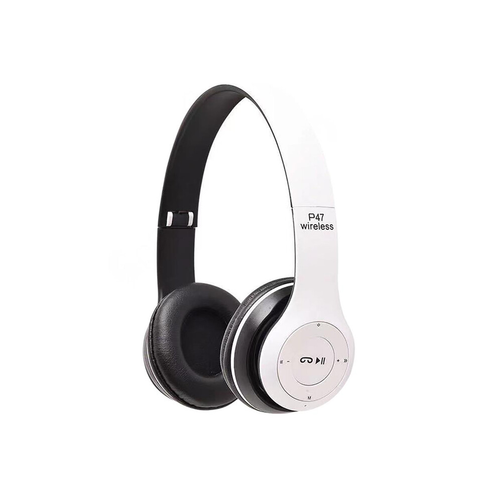 Maxpower (White) Stereo P47 Wireless Headphones Bluetooth 5.0 Earphones Foldable Bass Helmet White