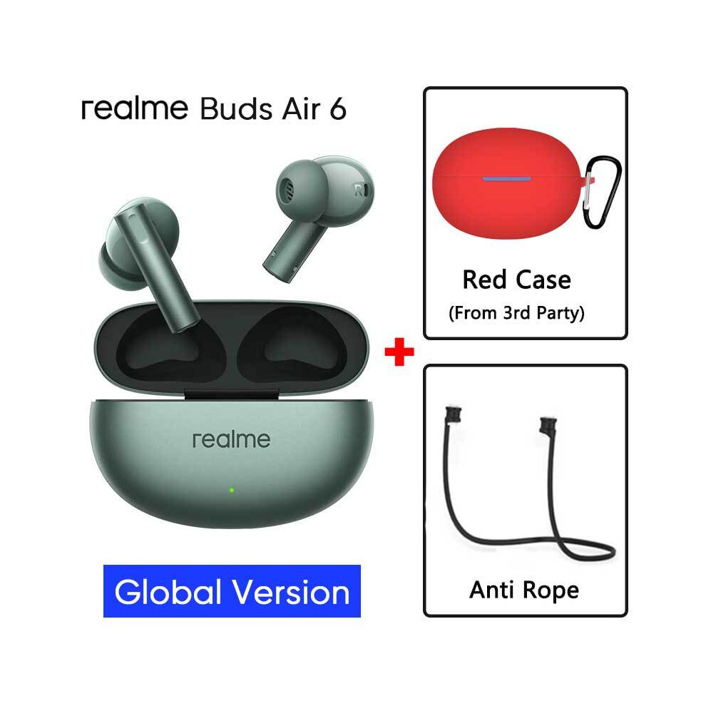 Maxpower (Green Gl N Red) Global Version Realme Buds Air 6 Tws Earphone Hi-Res Lhdc 5.0 Active Noise
