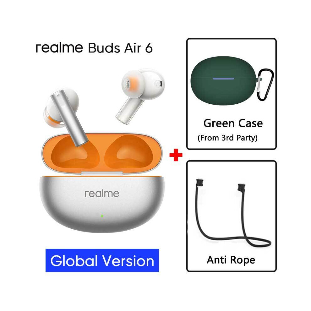 ( Gl N Green) Global Version Realme Buds Air 6 Tws Earphone Hi-Res Lhdc 5.0 Active Noise Silver/Green 9123213529692