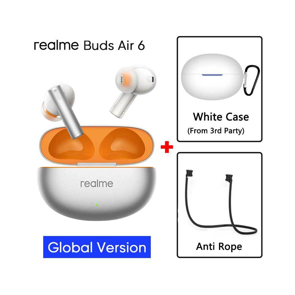 ( Gl N White) Global Version Realme Buds Air 6 Tws Earphone Hi-Res Lhdc 5.0 Active Noise Silver/White 9123213529722