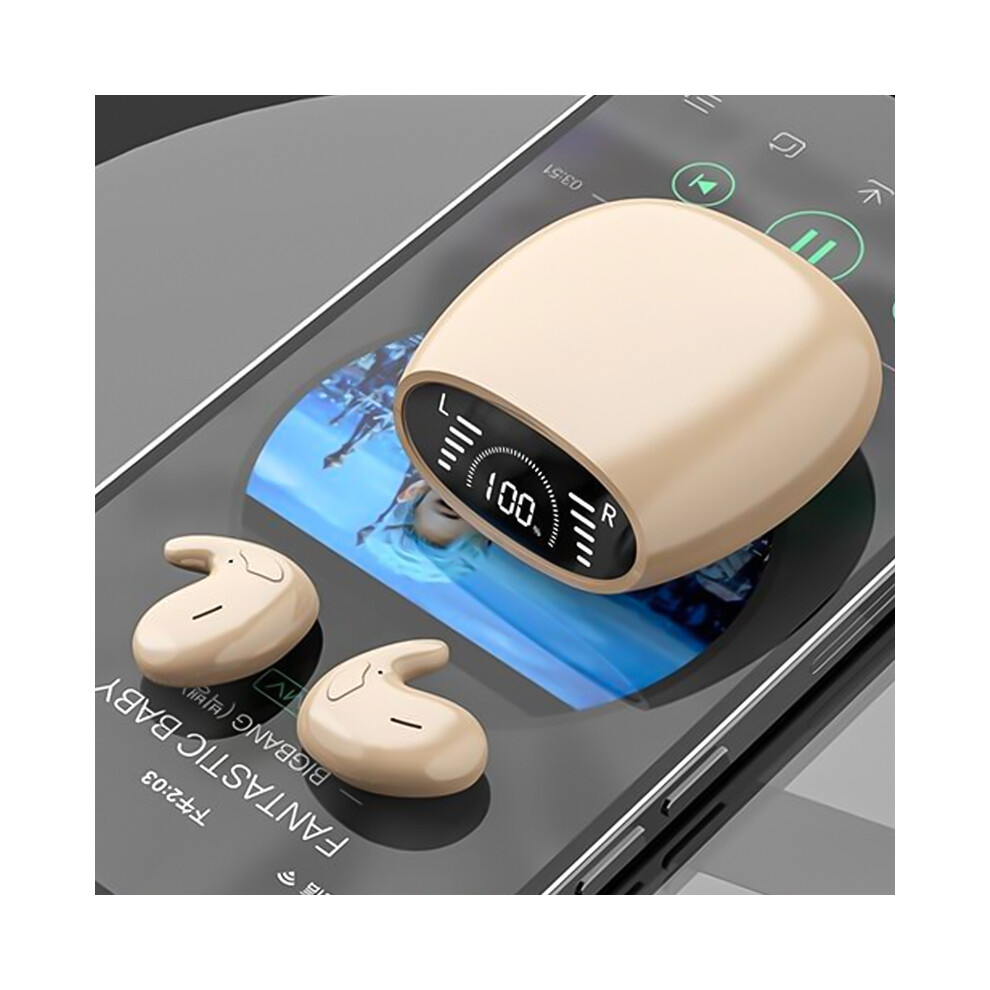 (Md528 ) New Md528 Mini Invisible Earphone Sleeping Headset Wireless Bluetooth Beige 9123213477894