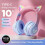 (Pink) Cat Ear Headphone Bluetooth Wireless Music Headset Gradient Color LED 2