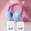 (Pink) Cat Ear Headphone Bluetooth Wireless Music Headset Gradient Color LED 5
