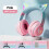 (Pink) Cat Ear Headphone Bluetooth Wireless Music Headset Gradient Color LED 1