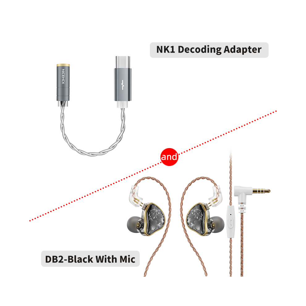 (Blackmic And Nk1) Nicehck Db2 Microphone Hifi Music Earphone 1Dd+1Ba Hybrid Dual Driver 9123213509885