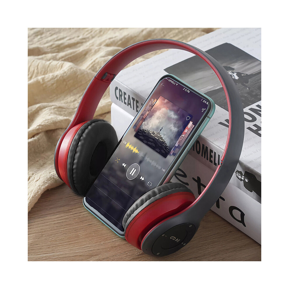 (Red) Tws Stereo Wireless Headphone Bluetooth 5.3 Over-Ear Headphones Music Red 9123213521702