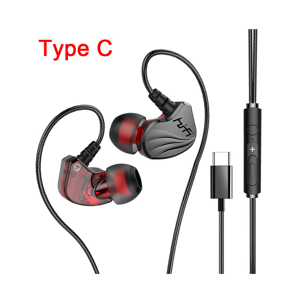 (Bk Type-C) Hifi 6D Surround Bass In-Ear Wired Headphones 3.5Mm Type C Earphone Sports 9123213491050