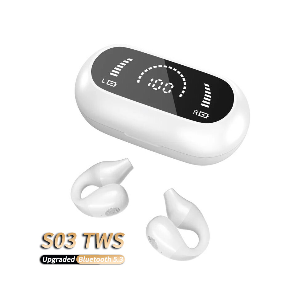 Maxpower ( V5.3) S03 Tws Wireless Earphones Hifi Heavy Bass Ear-Clip Earring Surround White