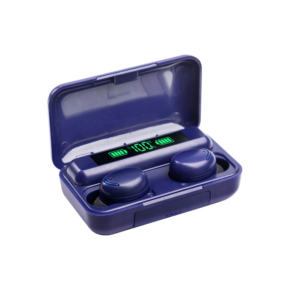 (PURPLE) F9 Wireless Earbuds Headphones With 1200mAh Digital Display Charging Case