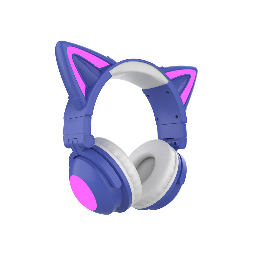 ( No Retail Box) Rgb Cat Ear Wireless Headsets With Mic 7.1 Stereo Music Bluetooth 5.0 Purple 9123213444117