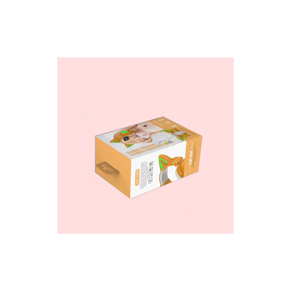 ( With Box) Rgb Cat Ear Wireless Headsets With Mic 7.1 Stereo Music Bluetooth 5.0 Orange 9123213444155
