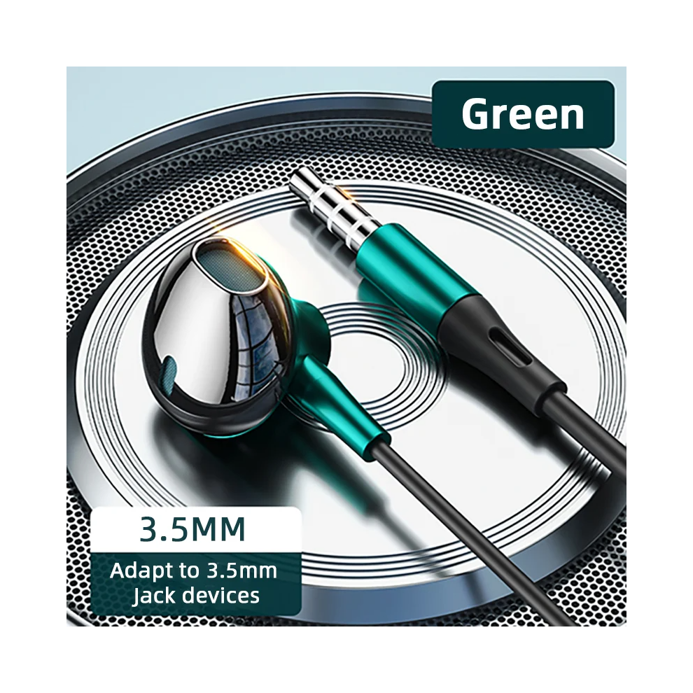 Maxpower ( 3.5Mm) For Samsung Headphones Hifi Bass Stereo Volume Control With Mic Usb Type Green