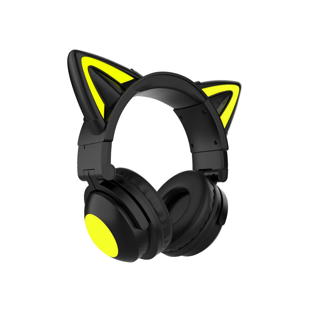 ( No Retail Box) Rgb Cat Ear Wireless Headsets With Mic 7.1 Stereo Music Bluetooth 5.0 Black 9123213444100