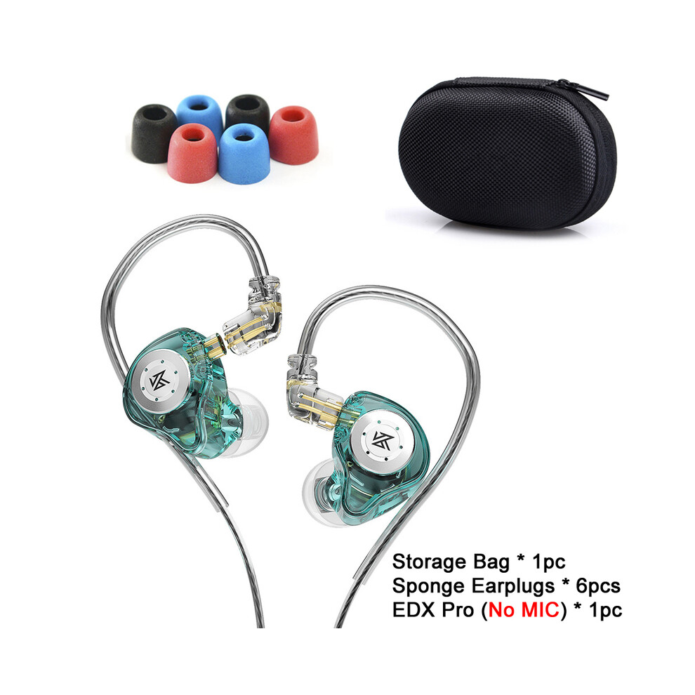 ( No Mic Set) Kz Edx Pro Earphone Hifi Stereo Wired Headphones With Microphone Sport Cyan 9123213444780
