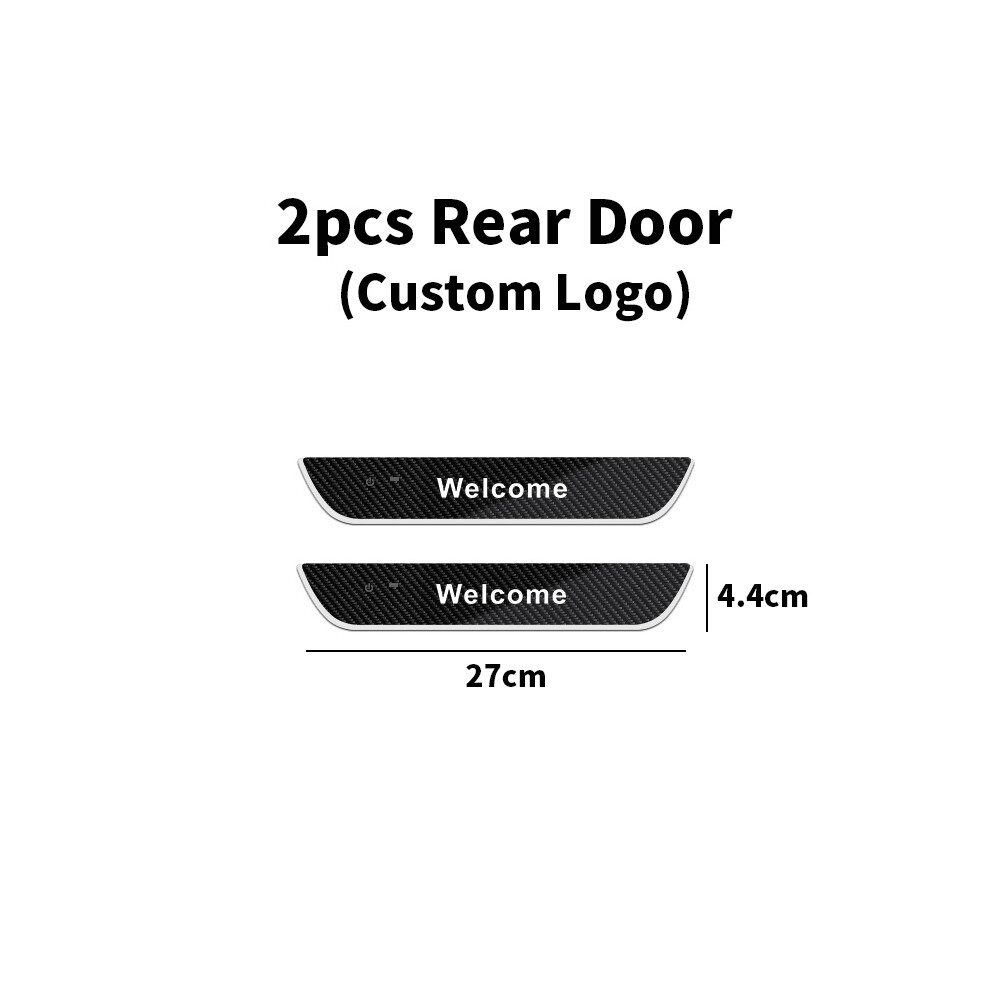 (For S-KODA, 2pcs Rear door) Carbon fiber Car Door Sill Light Threshold Lamp Customized Logo Power-image-OPC-PDZMDWN-NEW