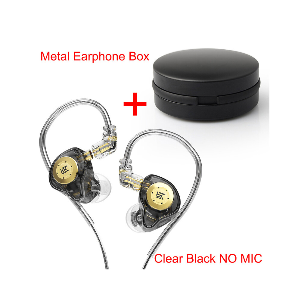 ( No Mic Add Box) Kz Edx Pro Hybrid Technology Hifi In Ear Earphones Wired Headphones Bass Black 9123213492002