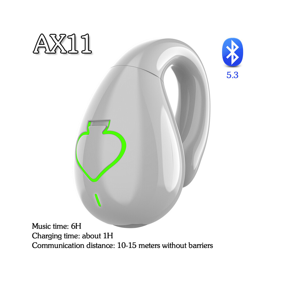 Maxpower (White) Ax11 Bone Conduction Wireless Headphones Ipx5 Waterproof Single Ear Clip