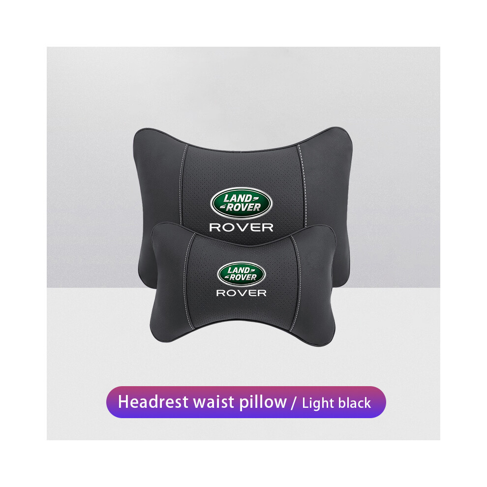 (Black) Car Neck Pillows Pu Leather Memory Foam Headrest Lumbar Cushion For Land