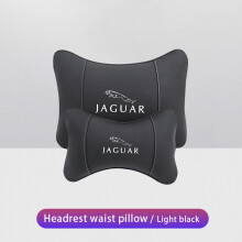 (Black) Car Neck Pillows Pu Leather Memory Foam Headrest Lumbar Cushion For Jaguar