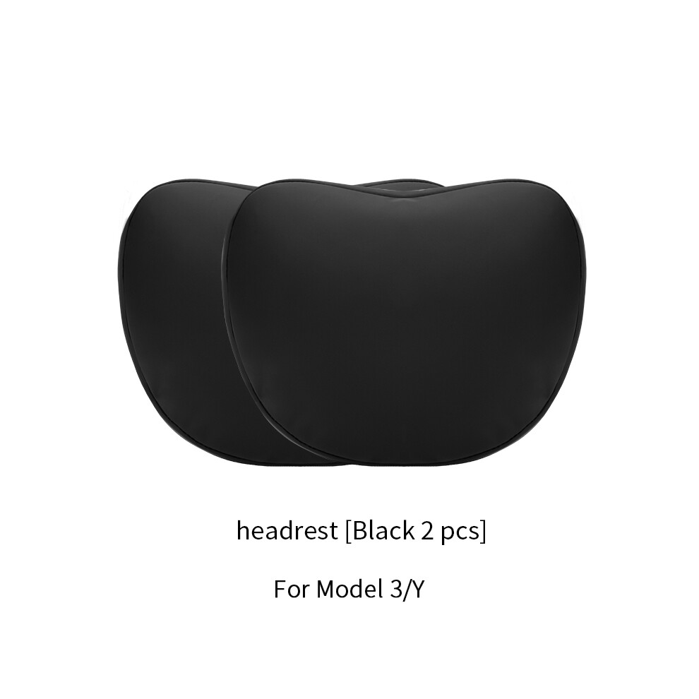 (B3) High-Quality Leather Headrest And Lumbar Support Neck Pillow For Tesla 9329547876161