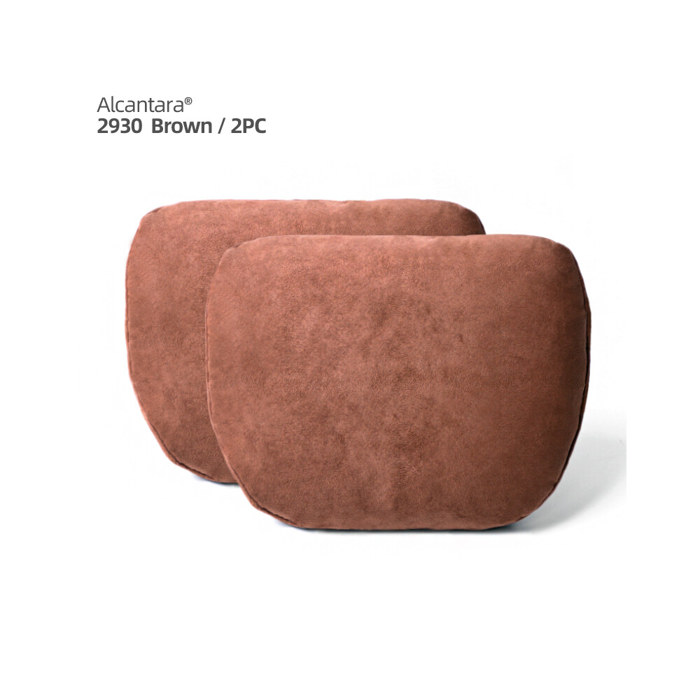 Maxpower (Alcantara 2Pcs) Alcantara Car Headrest Neck Pillow Cushion Auto Interior Accessories For Brown