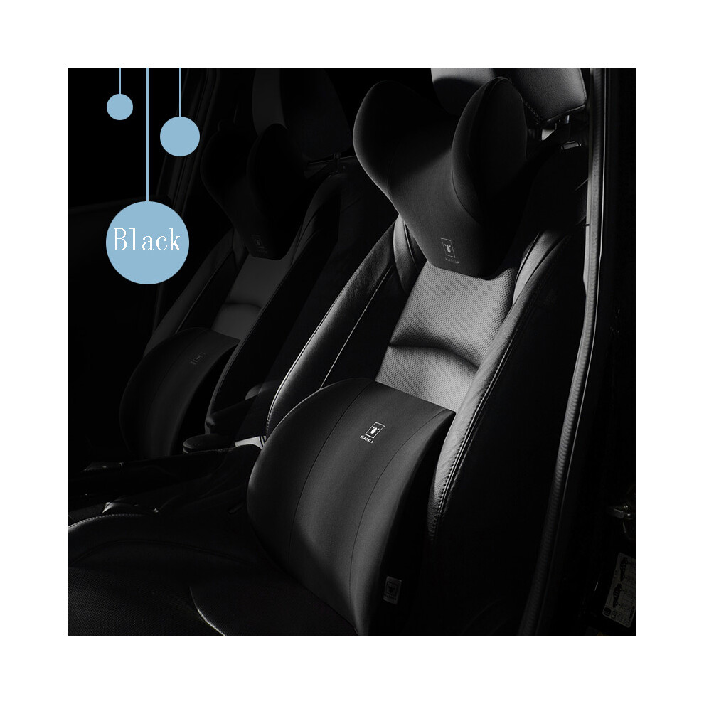 Maxpower (Black) Memory Foam Car Neck Pillow Lumbar Set Car Headrest And Lumbar Combination Black