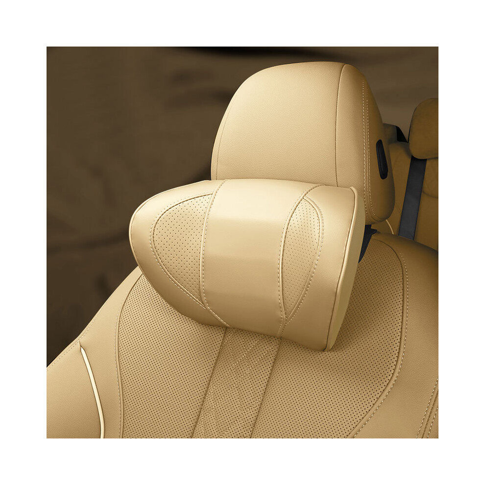 Maxpower ( Pillow) For Tesla Model 3 Y S X Neck Pillow Adjustable Strap Neck Headrest Washable Beige