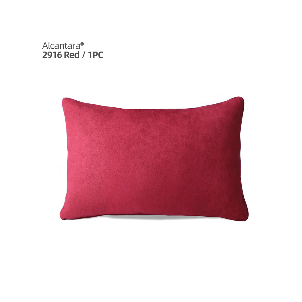 Maxpower (Alcantara 1Pc) Alcantara Car Lumbar Support Pillow Headrest Back Cushion Auto Accessories Red