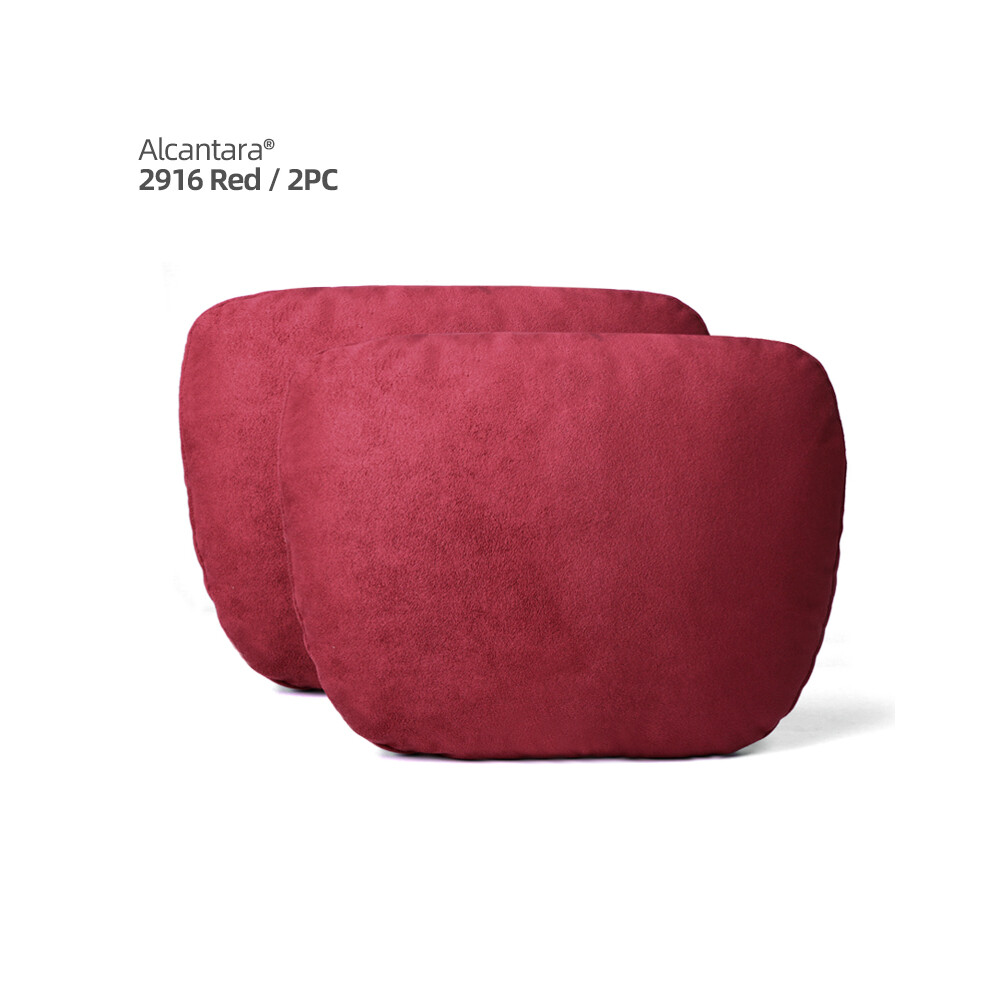 (Alcantara 2Pcs) Alcantara Car Headrest Cushion Neck Pillow Auto Interior Accessories For Red 9329547876574