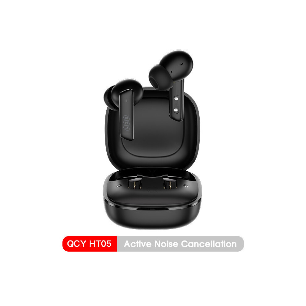 (HT05 Black) QCY HT05 ANC Wireless Earphone 40dB Noise Cancelling Bluetooth 5.2 Headphone